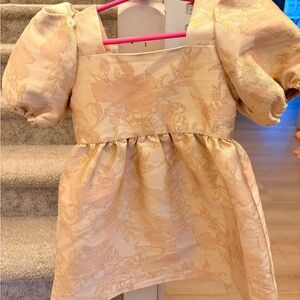 Floral Puff Sleeve Girls dress Brocade size 6